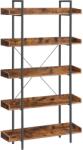 Brius Biblioteca cu 5 rafturi tip tava cu margini de protectie, structura metalica, stil industrial, 100x28x178 cm, maro rustic (EZ-LLS110B01) Raft