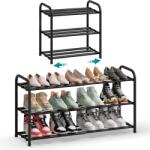 Brius Raft extensibil pentru incaltaminte, 3 niveluri, metal, pana la 12 perechi pantofi, reglabil 25x48x(44-82) cm, negru (EZ-LMR036BD01) Pantofar