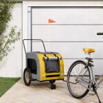 vidaXL Remorcă bicicletă animale companie, galben/gri, oxford/fier (93861)