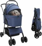 vidaXL Carucior pentru Pisici Pliante albastru 81 x 47 x 99 cm (42012434)