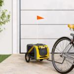 vidaXL Remorcă bicicletă animale companie, galben/gri, oxford/fier (93868)