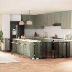vidaXL Poartă câini pliabilă cu ușă 15 panouri negru 750 cm, lemn plop (3155546)