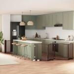 vidaXL Poartă câini pliabilă cu ușă 8 panouri maro 640 cm, lemn plop (3155638)