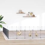 vida XL Cușcă animale de companie cu ușă 52 panouri negru 35x35 cm oțel - kidspaws - 785,28 RON