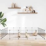 vidaXL Cușcă animale de companie cu ușă 20 panouri negru 35x35 cm oțel (3114025)