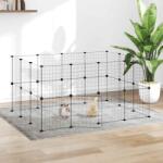 vidaXL Cușcă animale de companie cu ușă 28 panouri negru 35x35 cm oțel (3114038)
