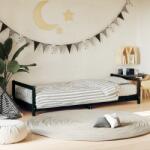 vidaXL Cadru pat pentru copii, negru, 90x200 cm, lemn masiv de pin (834395)
