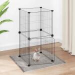 vida XL Cușcă animale de companie cu ușă, 8 panouri, negru 35x35cm oțel - kidspaws - 139,14 RON