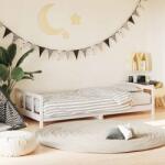 vidaXL Cadru de pat pentru copii, alb, 90x200 cm, lemn masiv de pin - kidspaws - 523,92 RON