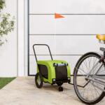 vidaXL Remorcă bicicletă animale companie, verde/negru, oxford/fier (94018)