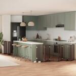 vidaXL Poartă câini pliabilă cu ușă 15 panouri maro 750 cm, lemn plop (3155608)