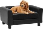 vidaXL Canapea pentru câini, negru, 60x43x30 cm pluș & piele ecologică