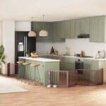 vidaXL Poartă câini pliabilă cu ușă 12 panouri maro 960 cm, lemn plop (3155580)