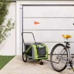vidaXL Remorcă bicicletă animale companie verde/gri textil oxford/fier (93906)