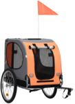 vidaXL Remorcă de bicicletă pentru animale companie, portocaliu și gri (91767)