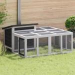 vidaXL Cușcă pentru iepuri gri 144x123x67, 5 cm din lemn masiv de pin (172282)