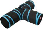 vidaXL Tunel pentru pisici 3 căi, negru și albastru, 90 cm, poliester (172182) - kidspaws