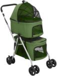 vidaXL Cărucior pliabil câini 2 niveluri verde 83x48x97 cm textil (172207)