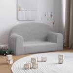 vidaXL Canapea pentru copii cu 2 locuri, gri deschis, pluș moale (357011)