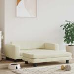 vidaXL Pat pentru câini cu extensie, crem, 100x50x30 cm, piele eco (172027)