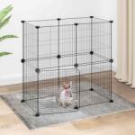 vida XL Cușcă animale de companie cu ușă 12 panouri negru 35x35 cm oțel - kidspaws - 166,97 RON