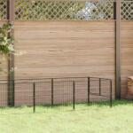 vidaXL Padoc pentru câini, negru, 8 m2, oțel (3082098)