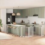 vidaXL Poartă câini pliabilă cu ușă 12 panouri, alb, 960 cm, lemn plop (3155624)