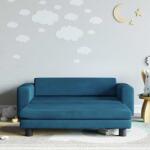 vida XL Canapea pentru copii cu taburet albastru 100x50x30 cm catifea