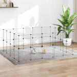 vidaXL Cușcă animale de companie cu ușă 36 panouri negru 35x35 cm oțel (3114039)