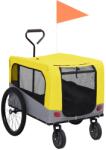 vidaXL Remorcă bicicletă & cărucior 2-în-1 animale, galben și gri (92442)