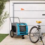 vidaXL Remorcă bicicletă animale companie, albastru/gri, oxford/fier (93862)