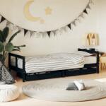 vidaXL Cadru pat copii cu sertare, negru, 80x200 cm, lemn masiv de pin (834407)
