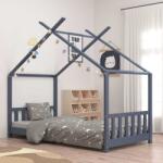 vidaXL Cadru de pat de copii, gri, 80 x 160 cm, lemn masiv de pin (283371)