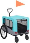 vidaXL Remorcă bicicletă & cărucior 2-în-1 animale, albastru și gri (92441)