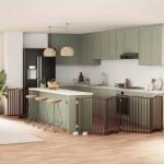 vidaXL Poartă câini pliabilă cu ușă 12 panouri maro 960 cm, lemn plop (3155640)