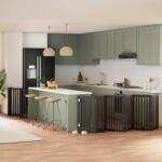 vidaXL Poartă câini pliabilă cu ușă 12 panouri negru 600 cm, lemn plop (3155657)