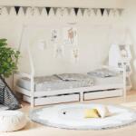 vidaXL Cadru de pat pentru copii, alb, 90x190 cm, lemn masiv de pin (834478)