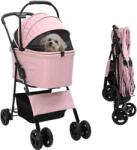 vidaXL Carucior pentru Pisici Pliante Roz 81 x 47 x 99 cm Poliester (42012432)