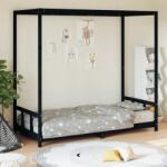 vidaXL Cadru pat pentru copii, negru, 90x200 cm, lemn masiv de pin (834524)