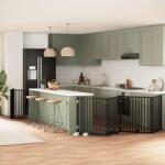 vidaXL Poartă câini pliabilă cu ușă 8 panouri negru 640 cm, lemn plop (3155574)
