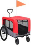 vida XL Remorcă bicicletă & cărucior 2-în-1 pentru animale, roșu și gri