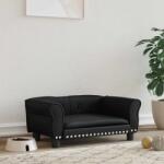 vidaXL Pat de câini, negru, 70x45x30 cm, piele ecologică (171831)