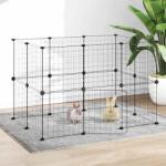 vidaXL Cușcă animale de companie cu ușă 20 panouri negru 35x35 cm oțel (3114037)