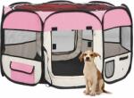 vidaXL Țarc joacă pliabil câini cu sac de transport roz 110x110x58 cm (171010)