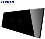 LIVOLO Panou din sticla pentru 4 intrerupatoare touch Livolo, negru (VL-P701/01/01/01-8B)