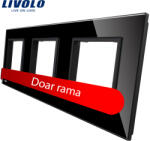 LIVOLO Rama tripla Livolo din sticla neagra pentru prize si module media (VL-P7E/E/E-6B)