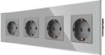 Luxion Priza cvadrupla Luxion cu rama din sticla gri, design elegant (LX-4MP010G-GY)