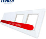 LIVOLO Panou frontal Livolo din sticla pentru 2 întrerupatoare touch si 2 prize, alb (VL-P701/01/E/E-8W)