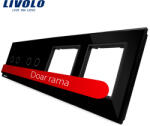 LIVOLO Panou frontal Livolo din sticla neagra pentru 2 întrerupatoare duble si 2 prize (BB-C7-C2/C2/SR/SR-12)