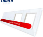 LIVOLO Panou frontal Livolo din sticla alba pentru 2 intrerupatoare duble si 2 prize (BB-C7-C2/C2/SR/SR-11)